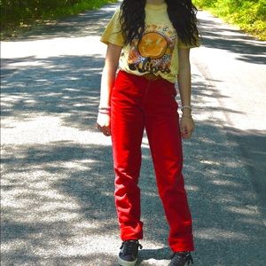 Red rockie jeans